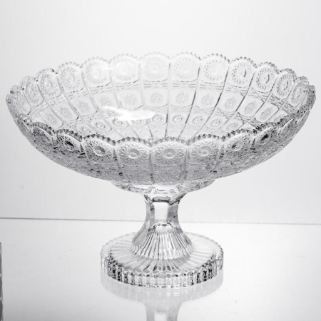 Фруктовниця на ніжці скляна Queen Lace 32 см під кришталь Yiwu HP-34-47