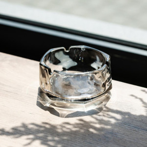 Попільничка скляна Diamond Faceted 12 см, сірий Yiwu HP-34-79. Photo 2