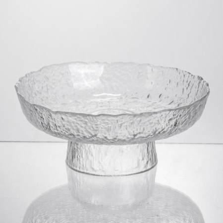 Фруктовниця на ніжці Ice Textured 20 см з крижаною текстурою скла Yiwu HP-34-89