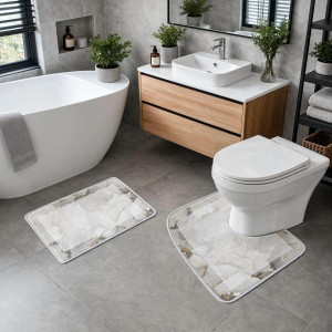 Набір килимків для ванної та туалету Grey Marble 50*80/40*50 см Yiwu HP-42-178. Photo 2