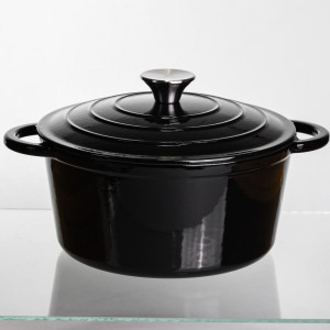 Каструля чавунна емальована 4 л, чорний Yiwu HP-FLG-1 BLACK