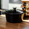 Каструля чавунна емальована 4 л, чорний Yiwu HP-FLG-1 BLACK