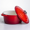 Каструля чавунна емальована 5 л, червоний Yiwu HP-FLG-2 RED
