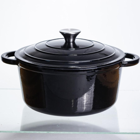 Каструля чавунна емальована 5 л, чорний Yiwu HP-FLG-2 BLACK