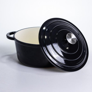 Каструля чавунна емальована 5 л, чорний Yiwu HP-FLG-2 BLACK. Photo 3