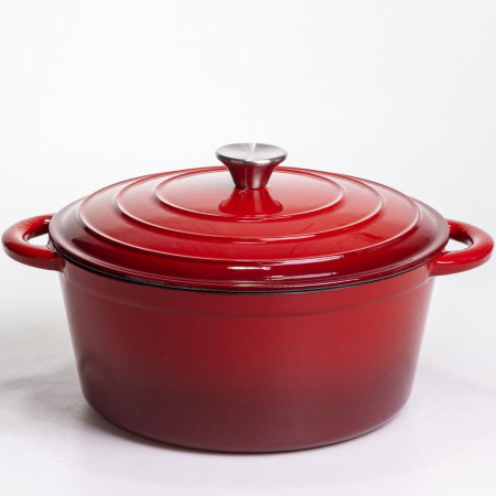Каструля чавунна емальована 6,5 л, червоний Yiwu HP-FLG-3 RED