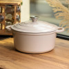 Каструля чавунна емальована 6,5 л, бежевий Yiwu HP-FLG-3 WHITE