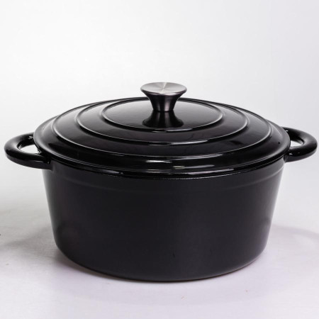 Каструля чавунна емальована 6,5 л, чорний Yiwu HP-FLG-3 BLACK
