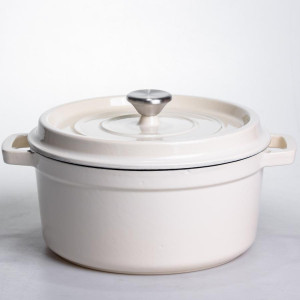 Кокотниця чавунна емальована 4,5 л, бежевий Yiwu HP-FLG-4 WHITE