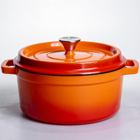 Кокотниця чавунна емальована 4,5 л, помаранчевий Yiwu HP-FLG-4 ORANGE