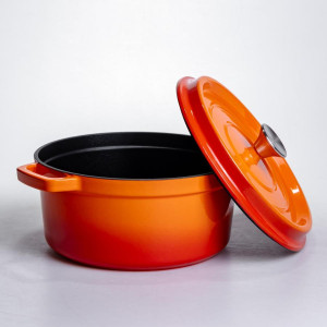 Кокотниця чавунна емальована 4,5 л, помаранчевий Yiwu HP-FLG-4 ORANGE. Photo 3