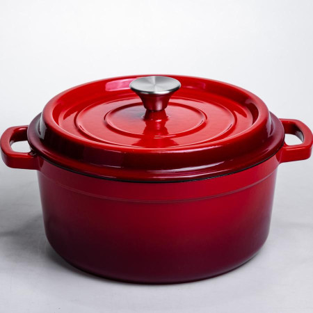 Кокотниця чавунна емальована 4,5 л, червоний Yiwu HP-FLG-4 RED