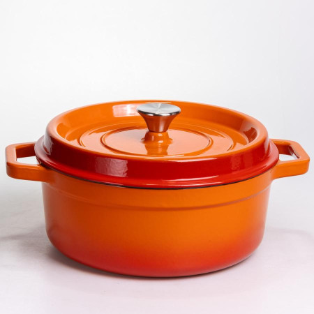 Кокотниця чавунна емальована 5,5 л, помаранчевий Yiwu HP-FLG-5 ORANGE