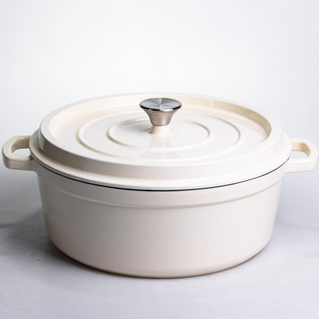 Кокотниця чавунна емальована 7,5 л, бежевий Yiwu HP-FLG-7 WHITE