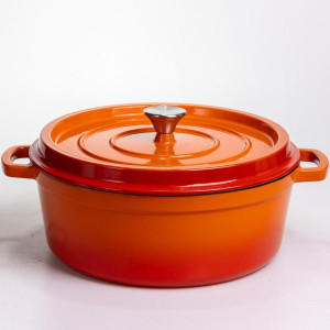 Кокотниця чавунна емальована 7,5 л, помаранчевий Yiwu HP-FLG-7 ORANGE