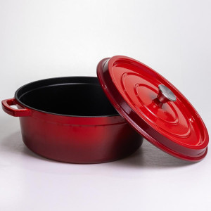 Кокотниця чавунна емальована 7,5 л, червоний Yiwu HP-FLG-7 RED. Photo 3