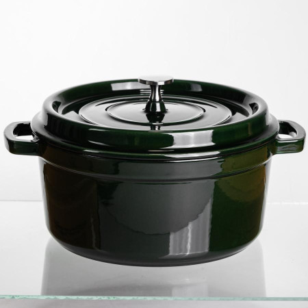 Кокотниця чавунна емальована 4,5 л, малахіт Yiwu HP-FLG-11 green