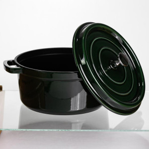 Кокотниця чавунна емальована 4,5 л, малахіт Yiwu HP-FLG-11 green. Photo 3