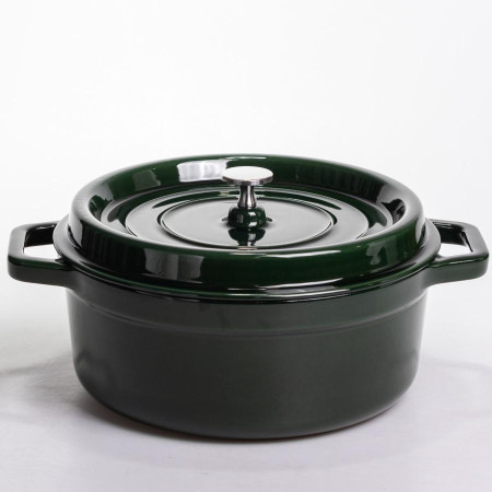 Кокотниця чавунна емальована 6,5 л, малахіт Yiwu HP-FLG-12 green