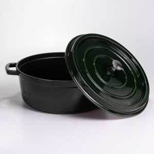 Кокотниця чавунна емальована 7,5 л, малахіт Yiwu HP-FLG-14 green. Photo 3