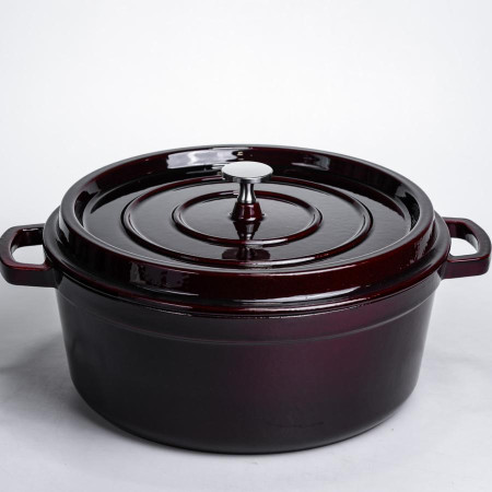 Кокотниця чавунна емальована 6 л, бургунді Yiwu HP-FLG-13 burgundy