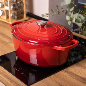 Гусятниця чавунна емальована 6 л, червоний Yiwu HP-FLG-17 RED. Photo 2