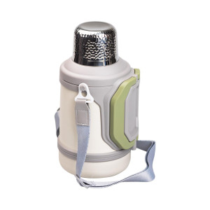 Термос для туризму Vacuum Cup 1,5 л з фліп кришкою та складаними ручками, коричневий. Photo 2