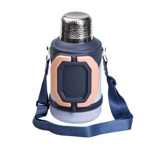 Термос для туризму Vacuum Cup 1,5 л з фліп кришкою та складаними ручками, темно-синій