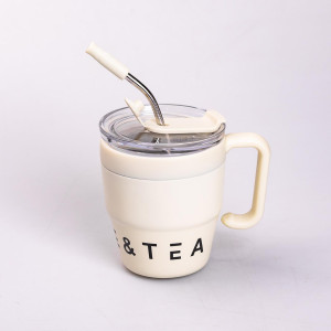Термочашка Coffee & Tea 480 мл з трубочкою і подвійним відкриванням, білий