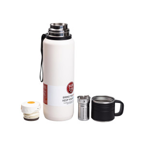 Термос High Bottle 1 л із заварником та фліп кришкою, білий. Photo 3