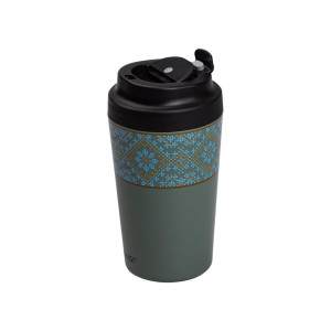 Термочашка Вишиванка 380 мл з кришкою на защіпці, сіро-зелений. Photo 2