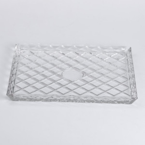 Блюдо для закусок Lirmartur скляне 24,5*20,5*2 см, diamond. Photo 3
