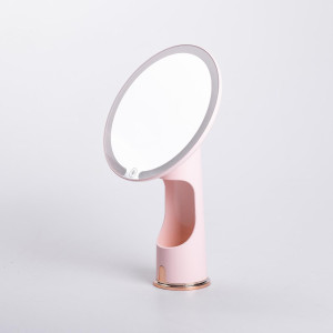 Косметичне дзеркало з LED-підсвіткою та органайзером 18,5 см, рожевий. Photo 3