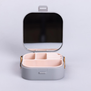 Міні-скринька для прикрас Mini Box з дзеркалом 9х9х3,8 см, сірий. Photo 2