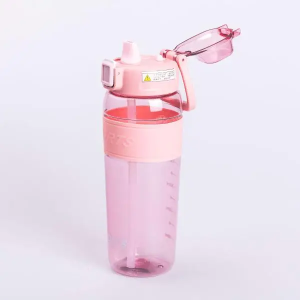 Пляшка для води Sports 800 мл з трубочкою, рожевий. Photo 3