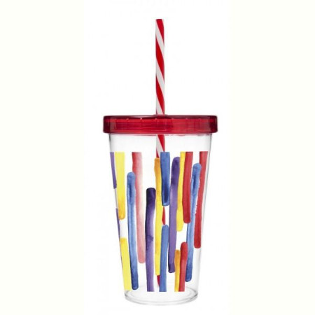 Склянка з трубочкою Herevin Pastel Stripe 0.66 л (161448-013P)