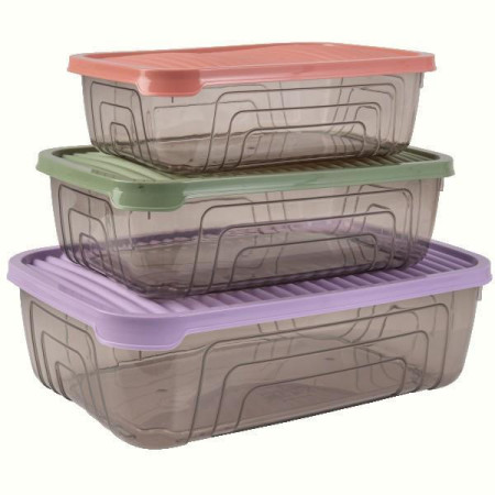 Набір контейнерів Herevin Rectangular Storage Bowl Set-2024 Colours, 1.05/1.75/3.1 л (163332-150)
