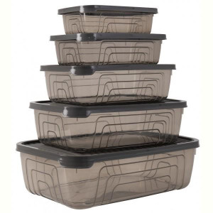 контейнер пл. HEREVIN Storage Bowl Set-Grey НАБІР 5 шт прям.0.35 л (163333-012)