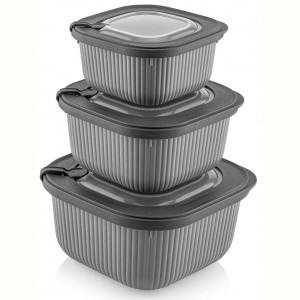 Набір контейнерів Idea Home 00685 Line Box Gray 0.6/1.1/1.8 (00685 Gray)