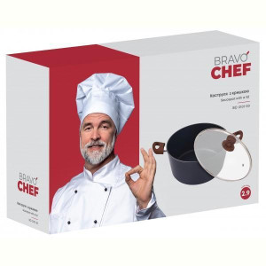 Каструля BRAVO CHEF класична 20 см (2.6 л) з кришкою (BC-2101-20). Photo 3